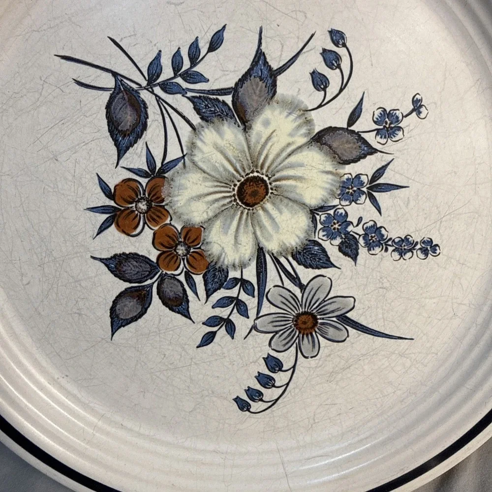 Vintage Town & Country Blue Ridge Stoneware Dinner Plates Set of 4 Japan